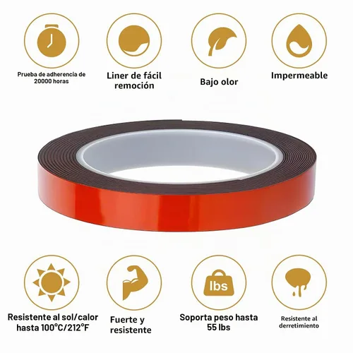 Vista 2 de Cinta de emblema de moldeo para automóvil, de doble cara, resistente, extremadamente fuerte, adhesiva, impermeable, resistente a la intemperie, tira