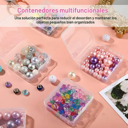 Vista 3 de SATINIOR Paquete de 300 recipientes de plástico transparente pequeños con tapa con bisagras a granel para joyas, manualidades, artículos pequeños