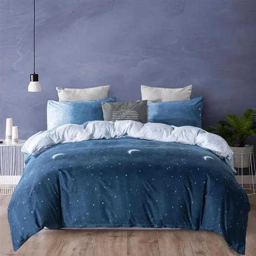 Vista 7 de Levoo Funda de edredón tamaño Queen con patrón geométrico azul bohemio, 3 piezas, microfibra ultra suave, incluye 1 funda de edredón y 2 fundas