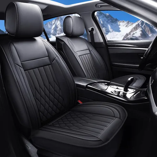 Vista 11 de Aierxuan 2 piezas de fundas de asiento de automóvil delanteras con cuero impermeable, compatible con bolsa de aire, funda acolchada para vehículos
