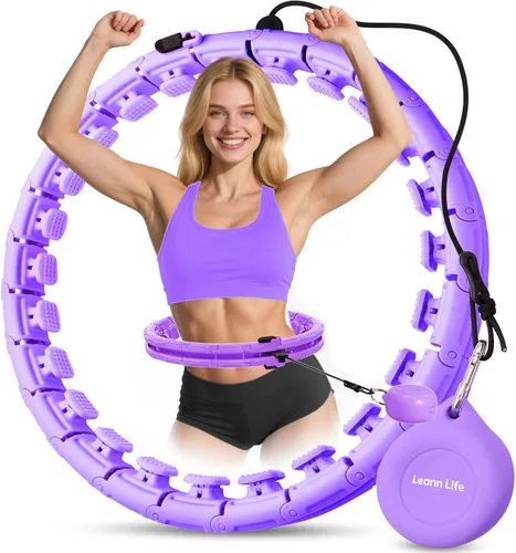 Vista 10 de Leann L!fe U1-30 Knots Waist 61”, Magnetic Lock Smart Weighted Hula Hoop for Adults Weight Loss, Infinity Hoop Plus Size, Children Adult Home