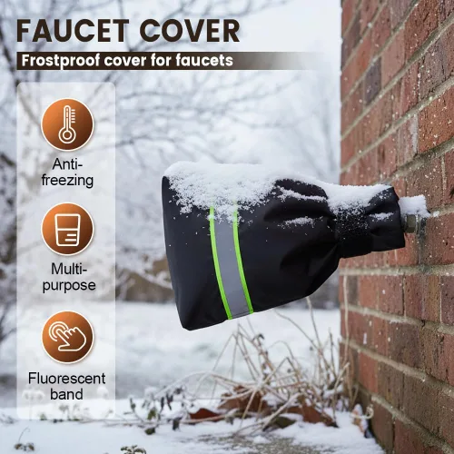 Vista 2 de Fundas para llave de agua exteriores para invierno, aislamiento térmico, 9.8 x 6.3 pulgadas, impermeables, protección contra el hielo, cubierta Verde