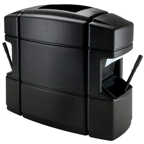 Vista 14 de Contenedor de basura negro de 28 galones con dispensador de toallas, escobilla de goma y estación de lavado de parabrisas, cubo de basura, papelera