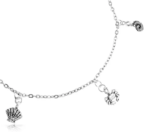 Vista 4 de Pulsera de tobillo para mujer, plata de ley 925, ajustable de 9 a 10 pulgadas con extensor