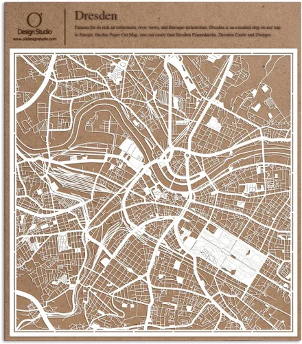 Vista 25 de O3 Design Studio Aberdeen - Mapa de papel cortado en papel blanco de 12 x 12 pulgadas