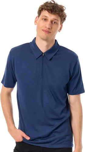Vista 7 de 100% Merino Wool Polo Shirt Men - Quarter Zip Long and Short Sleeve Black