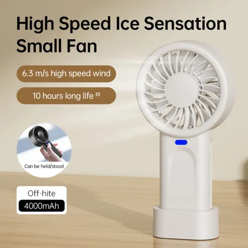 Vista 4 de HOMETOP Mini ventilador portátil de 5 velocidades, 4000 mAh, potente ventilador personal de mano/escritorio para viajes, exteriores, hogar, oficina
