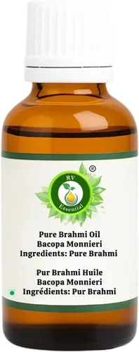 Vista 2 de R V Essential Aceite de Brahmi Bacopa Monnieri 100% puro y natural prensado en frío Aceite para el cabello Brahmi, para cabello, cuero