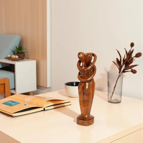 Vista 5 de G6 Collection Estatua de escultura abstracta de madera de 12 pulgadas hecha a mano – Amor eterno – Regalo de arte decorativo para decoración