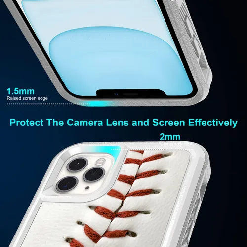 Vista 4 de Funda protectora híbrida de doble capa para iPhone 11 Pro Max con patrón blanco de absorción de golpes y carcasa híbrida de doble capa de silicona