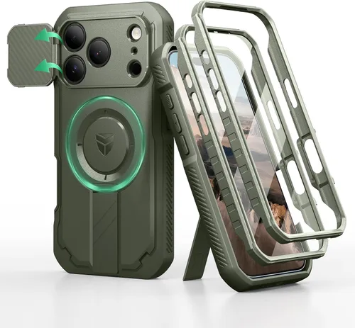 Vista 71 de Dexnor - Funda para iPhone 12 & iPhone 12 Pro con tapa deslizante para cámara, soporte ajustable y protector de pantalla integrado, carcasa