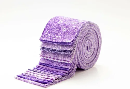 Vista 3 de Tiras de acolchado de tela 100% algodón precortadas, 18 unidades It's All Purple Jelly Roll de 2.5 pulgadas