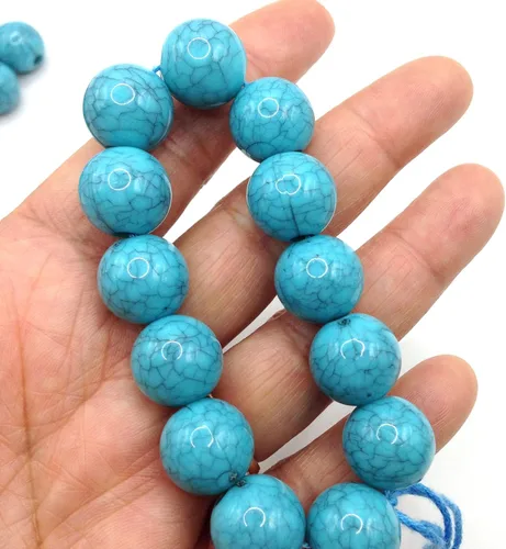 Vista 2 de 50 cuentas sueltas redondas y sueltas de 0.551 pulgadas (0.551 in), cuentas espaciadoras para manualidades, collares, pulseras y joyería, color azul