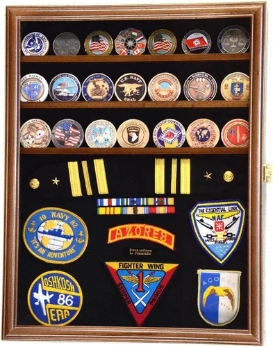 Vista 6 de sfDisplay,LLC. Challenge Monedas/Medallas/Pines/Insignias/Cintas/Insignias/Botones Chips Combo Vitrina Caja Gabinete (Acabado Negro)
