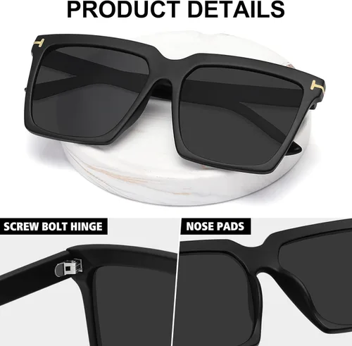 Vista 5 de MEETSUN Gafas de sol de gran tamaño para mujer, gafas de sol cuadradas vintage con protección UV400