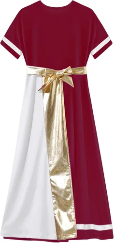 Vista 4 de JEATHA Vestido griego antiguo Toga para niños y niñas, disfraz de Halloween, senador romano, vestido de fiesta de cosplay, túnica larga