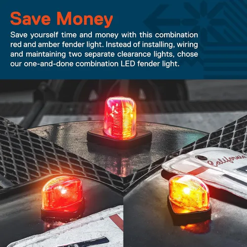 Vista 2 de TRUE MODS 2 piezas Mini Luz LED Ámbar + Roja para Parachoques de Remolque [Cumple DOT] [SAE P2] [Impermeable IP67] Luz de Marcador de Gálibo