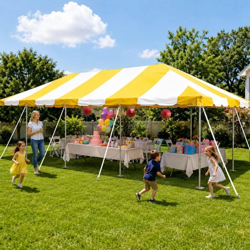Vista 11 de Party Tents Direct Carpa para Fiesta de 20x30 - Marco de Acero - Gazebo al Aire Libre, Pabellón, Sombrilla para Sol, Refugio para Acampada - Verde