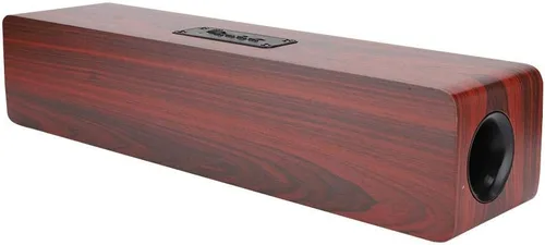 Vista 9 de Altavoz Bluetooth de madera, sonido de altavoz de computadora de TV de 12 W con soporte de subwoofer de 4 graves Bluetooth, AUX, tarjeta TF, FM (# 1)