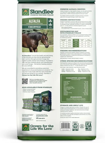 Vista 2 de standlee Heno picado de alfalfa, heno de alfalfa para caballos y ganado, 35 libras
