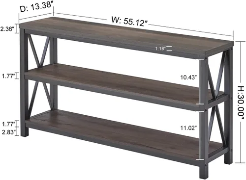 Vista 8 de FATORRI Escritorio para computadora en forma de L y mesa consola para sala de estar (marrón nogal)