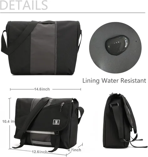 Vista 3 de OIWAS Bolsa de mensajero pequeña para hombres/mujeres, bolsa cruzada de viaje, bolsa de hombro de lona de 14 pulgadas para computadora portátil