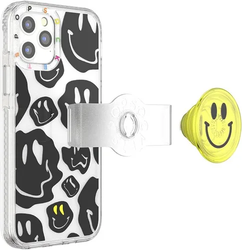 Vista 4 de PopSockets Funda para iPhone 12/12 Pro con agarre deslizante reposicionable y compatible con MagSafe - All Smiles multicolor/fantasía (All Smiles)
