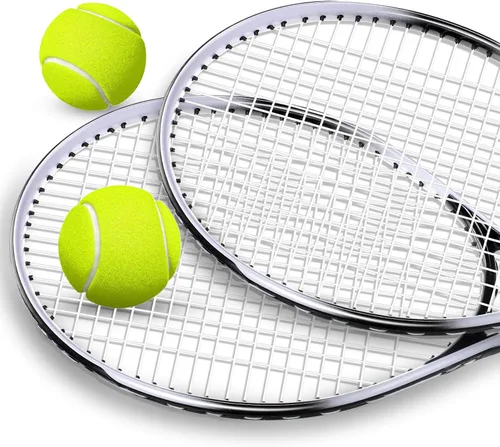 Vista 3 de Paquete de 4 raquetas de tenis para adultos, recreativas, para 4 jugadores, raquetas de tenis preencordadas de 27 pulgadas, raquetas de tenis