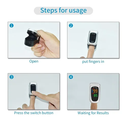Vista 6 de Oxímetro de pulso con punta de dedo, monitor de frecuencia cardíaca con pantalla LED grande, monitor de saturación de oxígeno en sangre para adultos