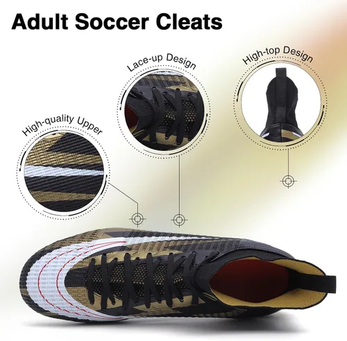 Vista 6 de CBUSTER Tacos de fútbol para hombre y mujer para Big Boy AG/FG, Negro-goldag