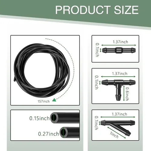 Vista 2 de Kit de 30 mangueras para limpiaparabrisas de automóvil, manguera flexible de 13.1 pies + 30 conectores de manguera tipo I tipo Y, conector