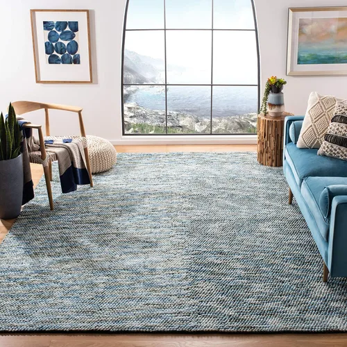 Vista 11 de Safavieh Natura Collection - Alfombra decorativa de 2 x 3 pies, azul y marfil, hecha a mano, ideal para zonas de alto tráfico en entrada, sala