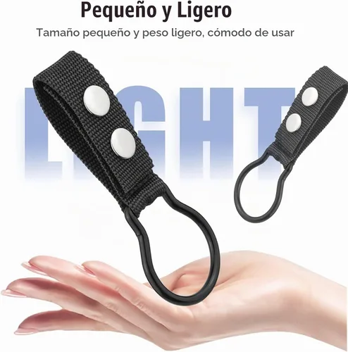 Vista 5 de UIInosoo - Soporte de anillo de linterna de nailon con doble clip para cinturón de servicio, mantiene la linterna de célula D/C Negro 1 paquete