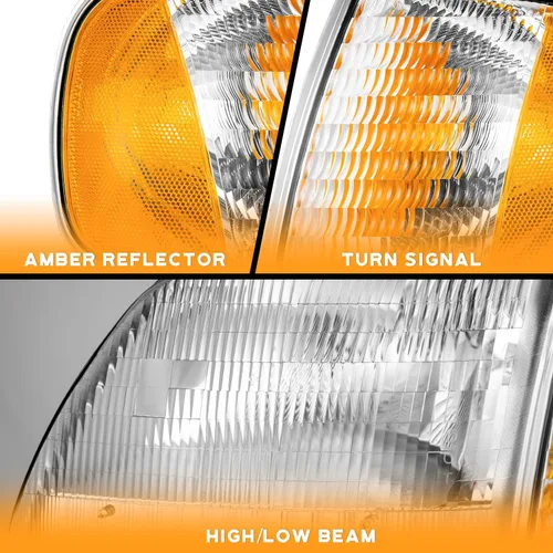 Vista 8 de Ensamble de faros WEELMOTO para F150 1997-2003 / Ford Expedition 1997-2002 / F250 1998-1999, Faro+Luces de estacionamiento en esquina+Luces de señal