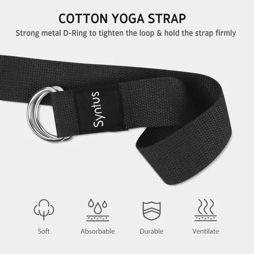 Vista 3 de Syntus Yoga Block and Yoga Strap Set, 2 Soft Non-Slip Yoga Blocks 9×6×4 inches, 8FT Metal D-Ring Strap for Yoga, General Fitness, Pilates