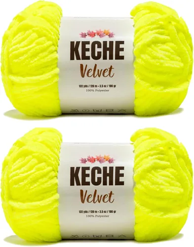 Vista 89 de Keche Hilo para ganchillo, hilo de terciopelo, chenilla suave, manta de bebé voluminosa amigurumi Yarn 3.53 oz (132 yardas) - Arona