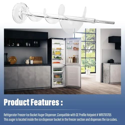 Vista 5 de Barrena dispensadora de fabricador de hielo mejorada para piezas de repuesto de refrigerador GE WR17X11705 WR17X11939 PS1018130 AP3849786 AP3672963