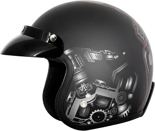 Vista 7 de VCAN Casco de motocicleta V85C 3/4 de cara abierta aprobado por DOT