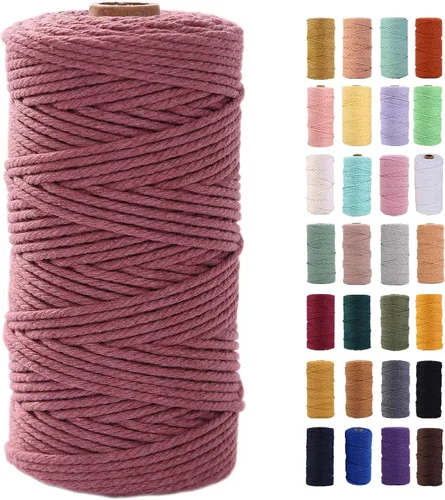 Vista 41 de Cuerda de macramé azul aire de 0.079 in x 220 yardas, cuerda de algodón colorido de algodón suave para colgar en la pared, colgadores de plantas