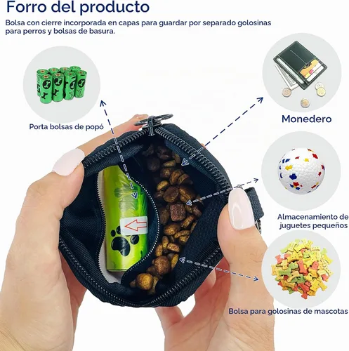 Vista 5 de Bolsa de golosinas para perros Raisingwell para caminar y entrenar con clicker, bolsas para excrementos pequeñas, riñonera con cierre, kit de A1.