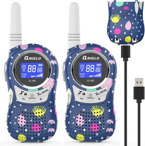 Vista 11 de QNIGLO Walkie Talkies para acampar para niños recargables, Walkie Talkies de camuflaje para niños y niñas, adecuados para juegos de aventura al aire