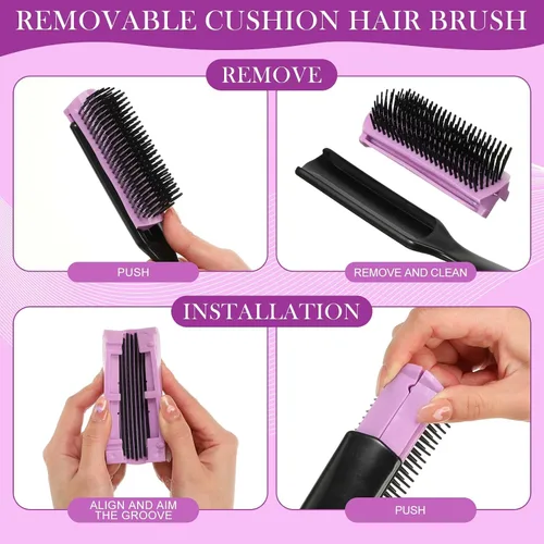 Vista 6 de Patelai Cepillo de pelo de nailon para cabello natural, cepillo desenredante de viaje para mujeres y hombres, voluminizador, moldeador, separación