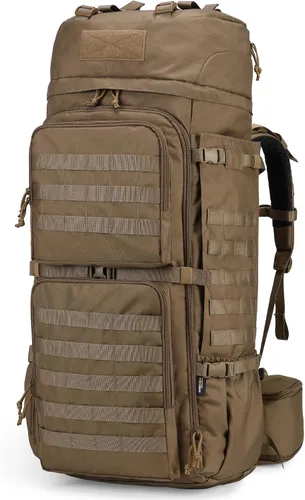 Vista 9 de Mardingtop - Mochila de 75L Molle para senderismo con estructura interna, con cubierta para la lluvia, para campamentos, viajes de mochilero, viajes