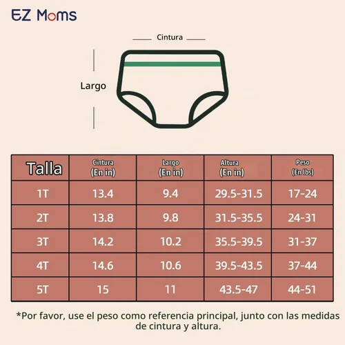 Vista 5 de EZ Moms 4 Paquetes de Ropa Interior de Plástico Suave para Niños Pequeños Cubierta de Pañal Reutilizable para Bebés Niñas Pantalones de Goma