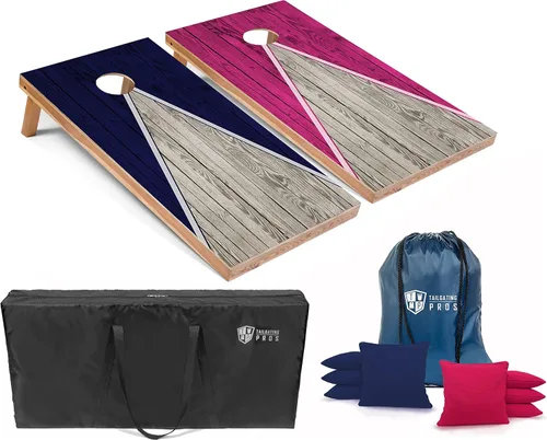 Vista 15 de Tailgating Pros Juego de tablero de Cornhole ligero con diseño piramidal con bolsas de frijoles y estuche de transporte, juego de cornhole