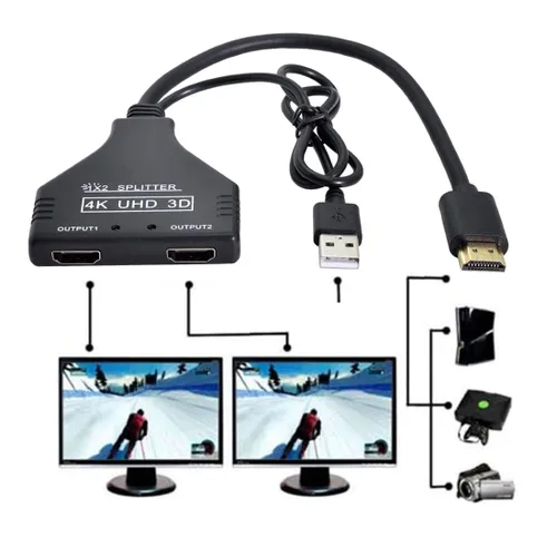 Vista 9 de chenyang Adaptador de cable de extensión de interruptor divisor HDMI 1 a 2 con conector micro y mini HDMI