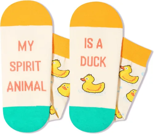 Vista 3 de HAPPYPOP Divertidos regalos de pato de goma para niñas, regalos de pato para amantes de los patos, bonitos calcetines de pato de goma, calcetines