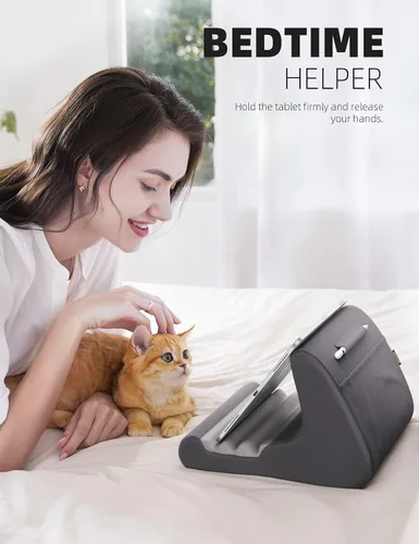 Vista 4 de Lamicall - Soporte de tableta con almohada, almohadilla suave para tablet para cama, soporte para teléfono de regazo con soporte para lápiz óptico