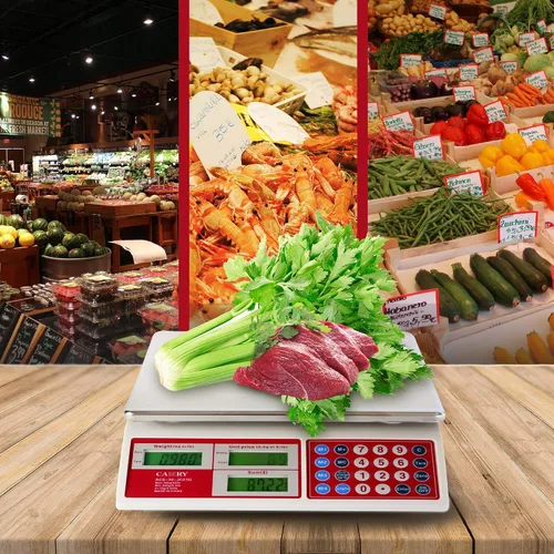 Vista 7 de Báscula comercial impermeable paquete de escala digital comercial de 66 libras / 66.1 lbs para alimentos, carne, frutas y productos