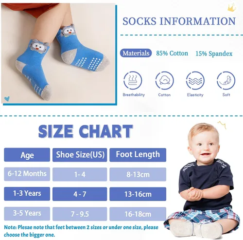 Vista 4 de DoSmart 12 pares de calcetines de algodón transpirable con dibujos animados para bebés y niños pequeños
